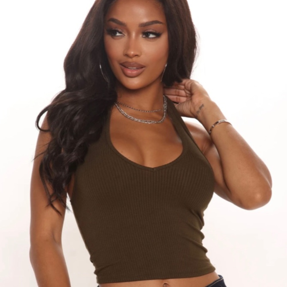 Olive Halter Crop Top
